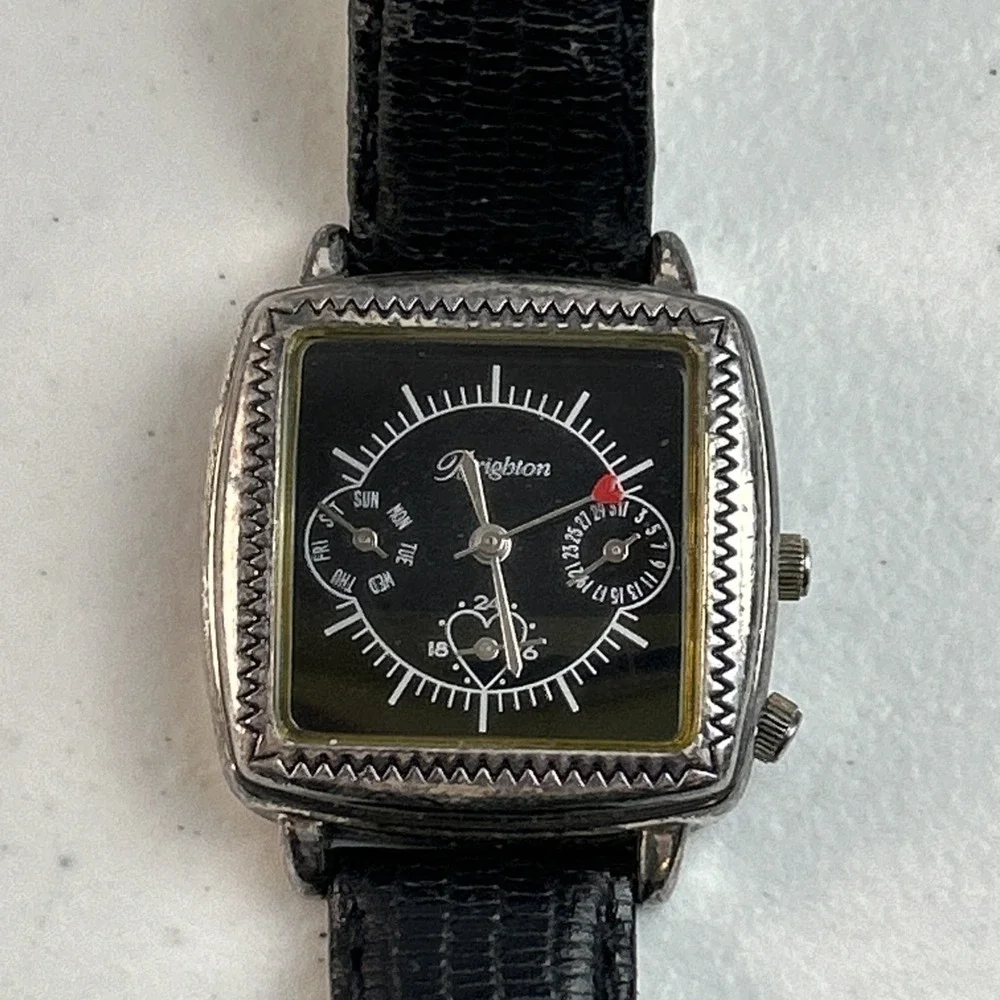 Brighton Women Square Face Milano Watch‎ and Black Leather Band Works